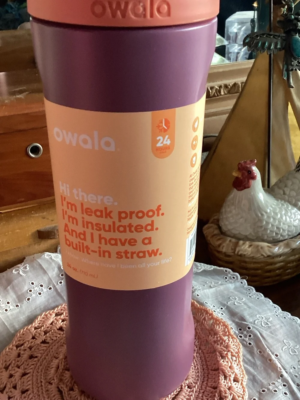 Owala Insulated Bottle — Purple with Pink Accent